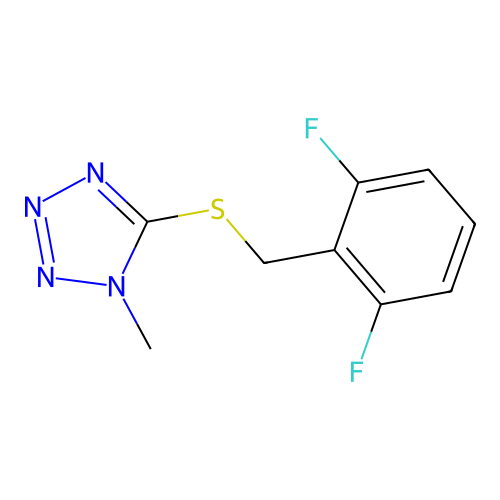 Tetrazole, 5-(2,6-difluorobenzylthio)-1-methyl- structure