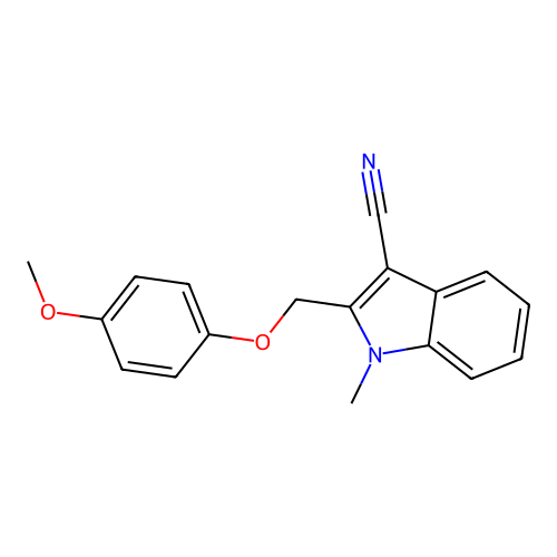 2-[(4-Methoxyphenoxy)methyl]-1-methylindole-3-carbonitrile structure