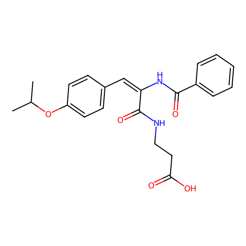 3-[[(E)-2-benzamido-3-(4-propan-2-yloxyphenyl)prop-2-enoyl]amino]propanoic acid structure
