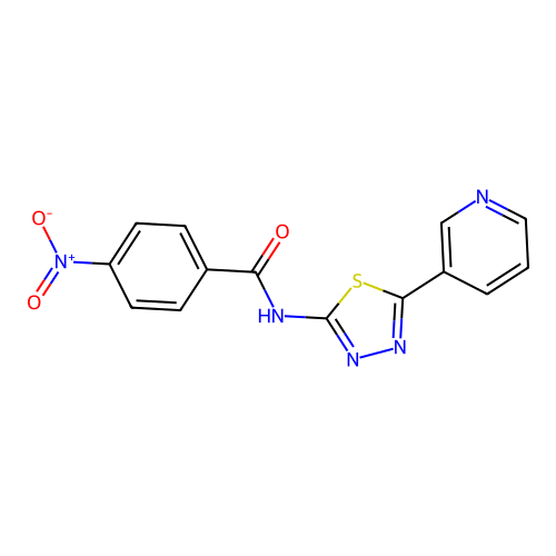 4-nitro-N-[5-(pyridin-3-yl)-1,3,4-thiadiazol-2-yl]benzamide structure