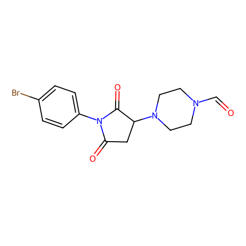 4-[1-(4-Bromophenyl)-2,5-dioxopyrrolidin-3-yl]piperazine-1-carbaldehyde structure