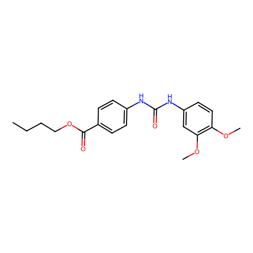 4-[[(3,4-Dimethoxyanilino)-oxomethyl]amino]benzoic acid butyl ester structure