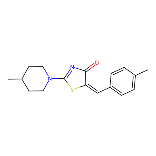 (5E)-5-(4-methylbenzylidene)-2-(4-methylpiperidin-1-yl)-1,3-thiazol-4(5H)-one structure