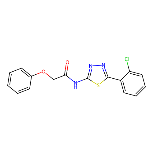 N-[5-(2-chlorophenyl)-1,3,4-thiadiazol-2-yl]-2-phenoxyacetamide structure