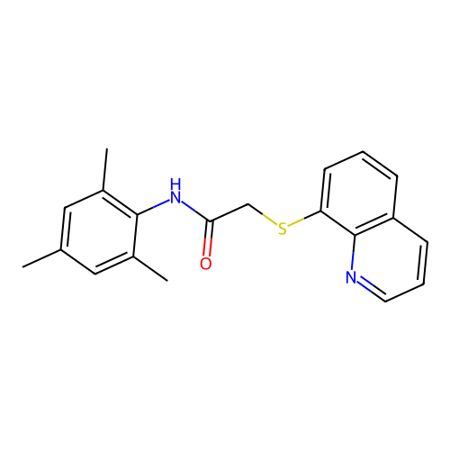 2-(quinolin-8-ylsulfanyl)-N-(2,4,6-trimethylphenyl)acetamide structure