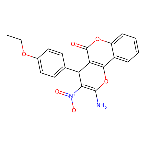 2-amino-4-(4-ethoxyphenyl)-3-nitro-4H,5H-pyrano[3,2-c]chromen-5-one structure