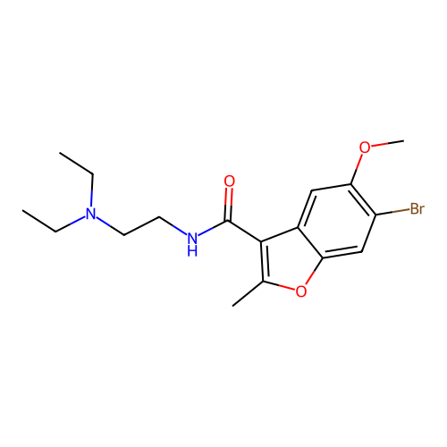6-Bromo-N-[2-(diethylamino)ethyl]-5-methoxy-2-methyl-1-benzofuran-3-carboxamide structure