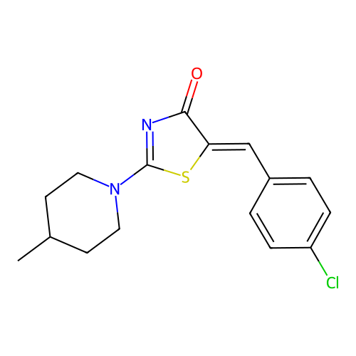(5Z)-5-(4-chlorobenzylidene)-2-(4-methylpiperidin-1-yl)-1,3-thiazol-4(5H)-one structure