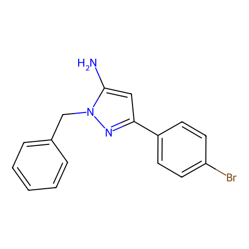 2-Benzyl-5-(4-bromophenyl)pyrazol-3-amine structure