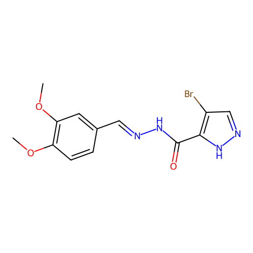 4-bromo-N'-[(E)-(3,4-dimethoxyphenyl)methylidene]-1H-pyrazole-5-carbohydrazide structure