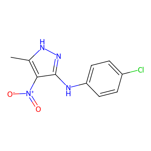 N-(4-chlorophenyl)-3-methyl-4-nitro-1H-pyrazol-5-amine structure