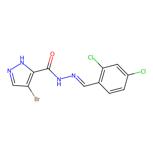 4-bromo-N'-[(E)-(2,4-dichlorophenyl)methylidene]-1H-pyrazole-3-carbohydrazide structure