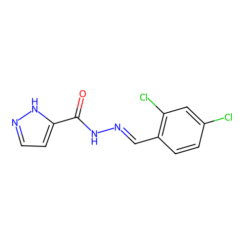 N'-[(E)-(2,4-dichlorophenyl)methylidene]-1H-pyrazole-3-carbohydrazide structure