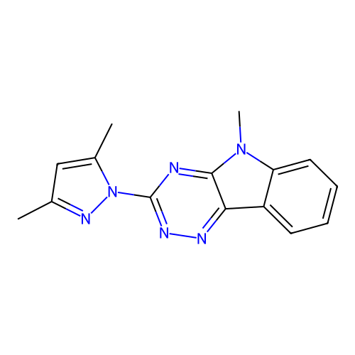 3-(3,5-Dimethylpyrazol-1-yl)-5-methyl-[1,2,4]triazino[5,6-b]indole structure