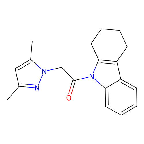2-(3,5-dimethyl-1H-pyrazol-1-yl)-1-(1,2,3,4-tetrahydro-9H-carbazol-9-yl)ethanone structure