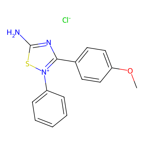 5-Amino-3-(4-methoxyphenyl)-2-phenyl-1,2,4-tiadiazolium chloride structure