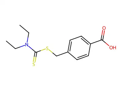 4-(((Diethylcarbamothioyl)thio)methyl)benzoic acid structure