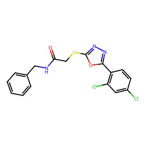 N-benzyl-2-{[5-(2,4-dichlorophenyl)-1,3,4-oxadiazol-2-yl]sulfanyl}acetamide structure