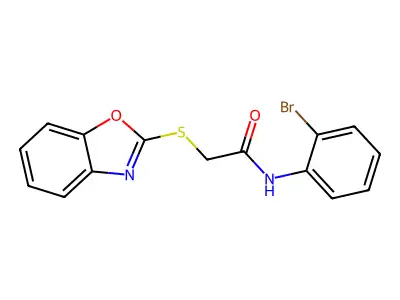2-(1,3-benzoxazol-2-ylsulfanyl)-N-(2-bromophenyl)acetamide structure