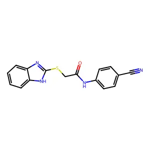 2-(1H-benzimidazol-2-ylsulfanyl)-N-(4-cyanophenyl)acetamide structure