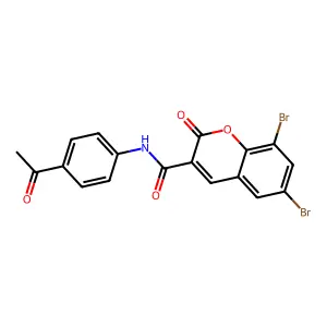 N-(4-acetylphenyl)-6,8-dibromo-2-oxo-2H-chromene-3-carboxamide structure