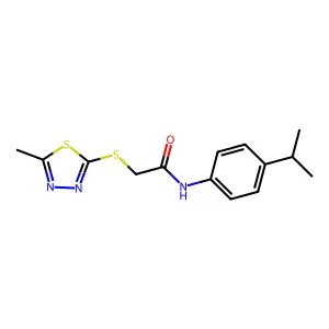 2-[(5-methyl-1,3,4-thiadiazol-2-yl)sulfanyl]-N-(4-propan-2-ylphenyl)acetamide structure