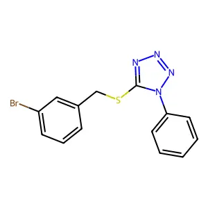 3-bromobenzyl 1-phenyl-1H-tetraazol-5-yl sulfide structure