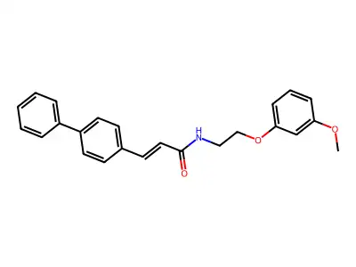 3-([1,1'-Biphenyl]-4-yl)-N-[2-(3-methoxyphenoxy)ethyl]prop-2-enamide structure