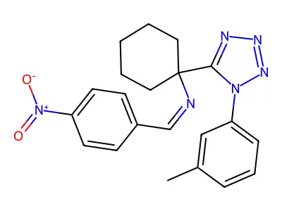 5-[1-({4-nitrobenzylidene}amino)cyclohexyl]-1-(3-methylphenyl)-1H-tetraazole structure