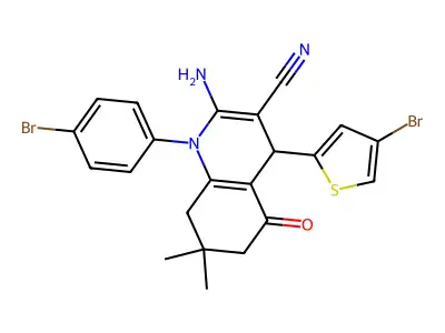 2-amino-1-(4-bromophenyl)-4-(4-bromo-2-thienyl)-7,7-dimethyl-5-oxo-1,4,5,6,7,8-hexahydro-3-quinolinecarbonitrile structure