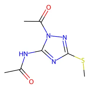 N-[1-acetyl-3-(methylsulfanyl)-1H-1,2,4-triazol-5-yl]acetamide structure
