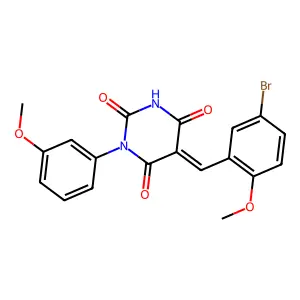 (5E)-5-[(5-bromo-2-methoxyphenyl)methylidene]-1-(3-methoxyphenyl)-1,3-diazinane-2,4,6-trione structure