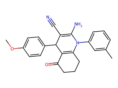 2-Amino-4-(4-methoxyphenyl)-5-oxo-1-(m-tolyl)-1,4,5,6,7,8-hexahydroquinoline-3-carbonitrile structure