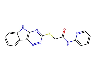 N-pyridin-2-yl-2-(5H-[1,2,4]triazino[5,6-b]indol-3-ylsulfanyl)acetamide structure