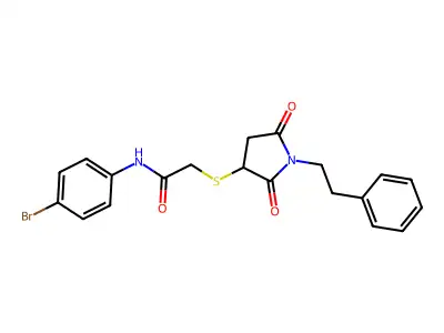 N-(4-Bromo-phenyl)-2-(2,5-dioxo-1-phenethyl-pyrrolidin-3-ylsulfanyl)-acetamide structure