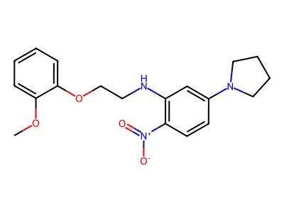 N-[2-(2-methoxyphenoxy)ethyl]-2-nitro-5-pyrrolidin-1-ylaniline structure