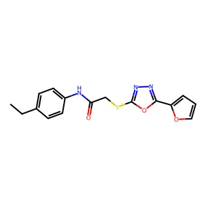 N-(4-ethylphenyl)-2-[[5-(furan-2-yl)-1,3,4-oxadiazol-2-yl]sulfanyl]acetamide structure