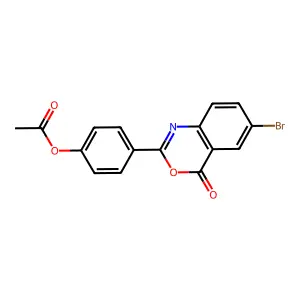 4-(6-bromo-4-oxo-4H-3,1-benzoxazin-2-yl)phenyl acetate structure