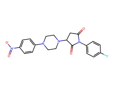 1-(4-Fluorophenyl)-3-[4-(4-nitrophenyl)piperazin-1-yl]pyrrolidine-2,5-dione structure