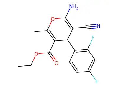 ethyl 6-amino-5-cyano-4-(2,4-difluorophenyl)-2-methyl-4H-pyran-3-carboxylate structure