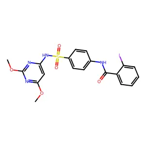 N-{4-[(2,6-dimethoxypyrimidin-4-yl)sulfamoyl]phenyl}-2-iodobenzamide structure