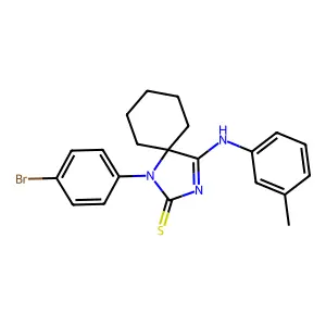 1-(4-Bromophenyl)-4-[(3-methylphenyl)imino]-1,3-diazaspiro[4.5]decane-2-thione structure