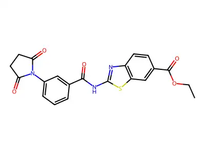 Ethyl 2-(3-(2,5-dioxopyrrolidin-1-yl)benzamido)benzo[d]thiazole-6-carboxylate structure