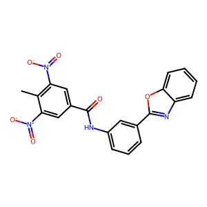 N-[3-(1,3-benzoxazol-2-yl)phenyl]-4-methyl-3,5-dinitrobenzamide structure