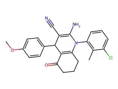 2-amino-1-(3-chloro-2-methylphenyl)-4-(4-methoxyphenyl)-5-oxo-1,4,5,6,7,8-hexahydro-3-quinolinecarbonitrile structure