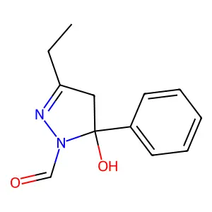 3-Ethyl-5-hydroxy-5-phenyl-4,5-dihydro-1H-pyrazole-1-carbaldehyde structure