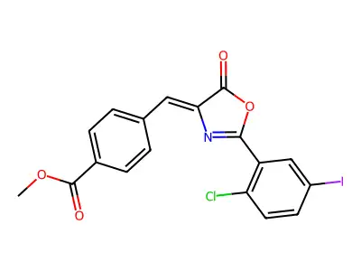 Methyl 4-[[2-(2-chloro-5-iodophenyl)-5-oxo-4(5H)-oxazolylidene]methyl]benzoate structure