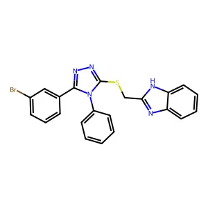 2-({[5-(3-bromophenyl)-4-phenyl-4H-1,2,4-triazol-3-yl]sulfanyl}methyl)-1H-benzimidazole structure