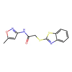 2-(1,3-benzothiazol-2-ylsulfanyl)-N-(5-methyl-1,2-oxazol-3-yl)acetamide structure