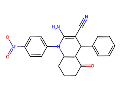 2-Amino-1-(4-nitro-PH)-5-oxo-4-PH-1,4,5,6,7,8-hexahydro-3-quinolinecarbonitrile structure